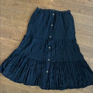 French Connection Black A-Line Button Skirt